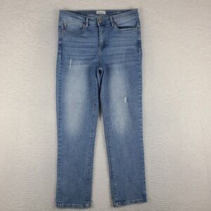 Nicole Miller Jeans Womens 8 Blue SOHO High Rise Slim Straight Light Wash Denim